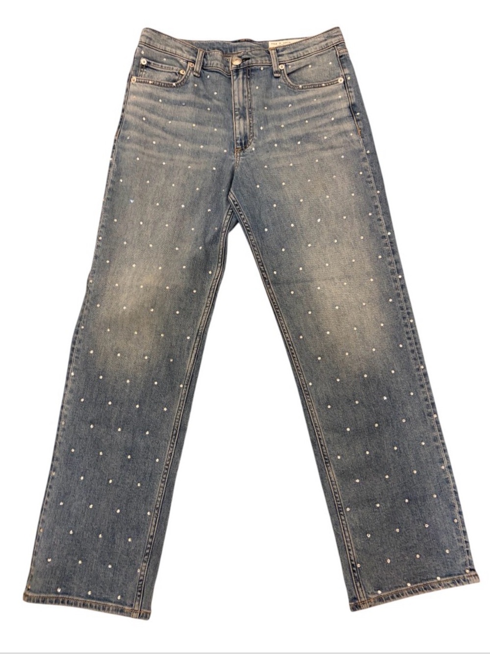Rag & Bone Harlow Straight Rhinestone embellished Jeans sz 29 in Orian Jewel